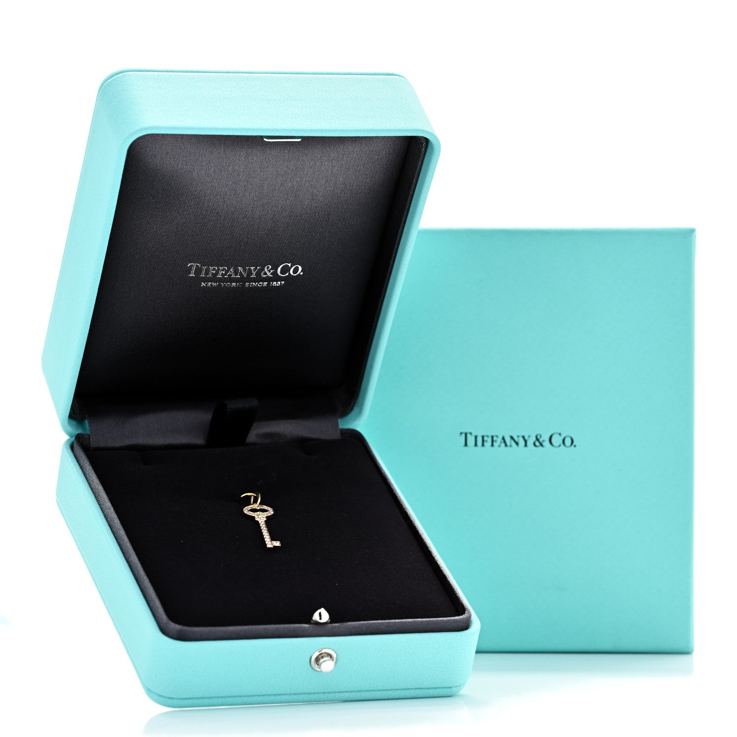 Tiffany 18K Yellow Gold Diamond Mini Vintage Oval Key Pendant 4 of 4