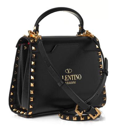 Valentino Garavani Grainy Calfskin Small Rockstud Alcove Top-Handle Flap Bag Black 3 of 9