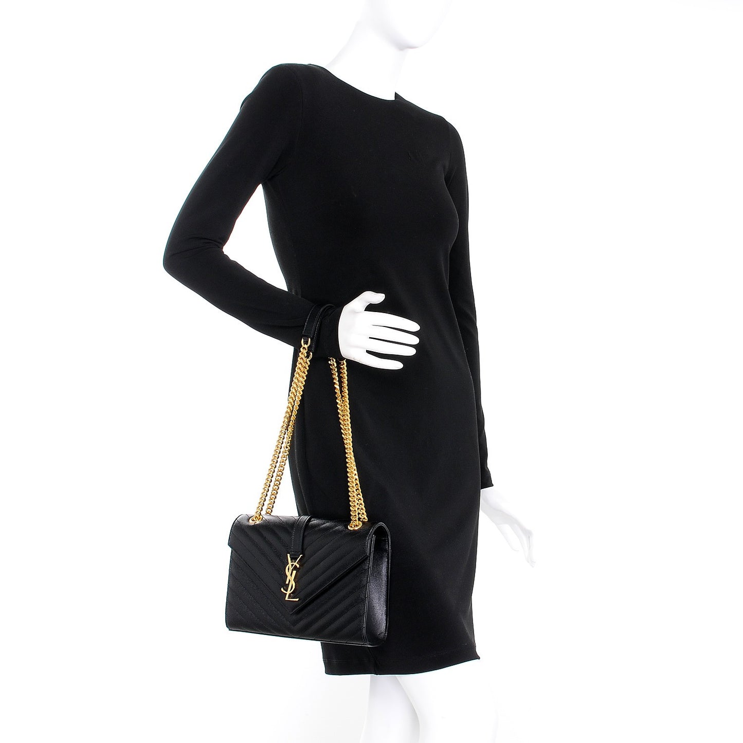 Grain De Poudre Matelasse Chevron Medium Monogram Satchel Black