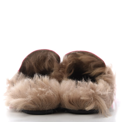 Gucci Calfskin Fur Mens Princetown Slippers 7 Fuxia Fluo Natural 6 of 9
