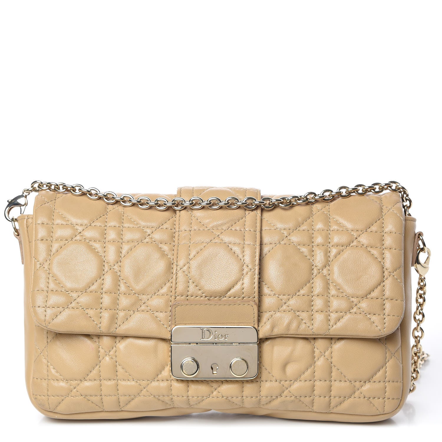 Christian Dior Lambskin Cannage New Lock Pouch Beige 1 of 11