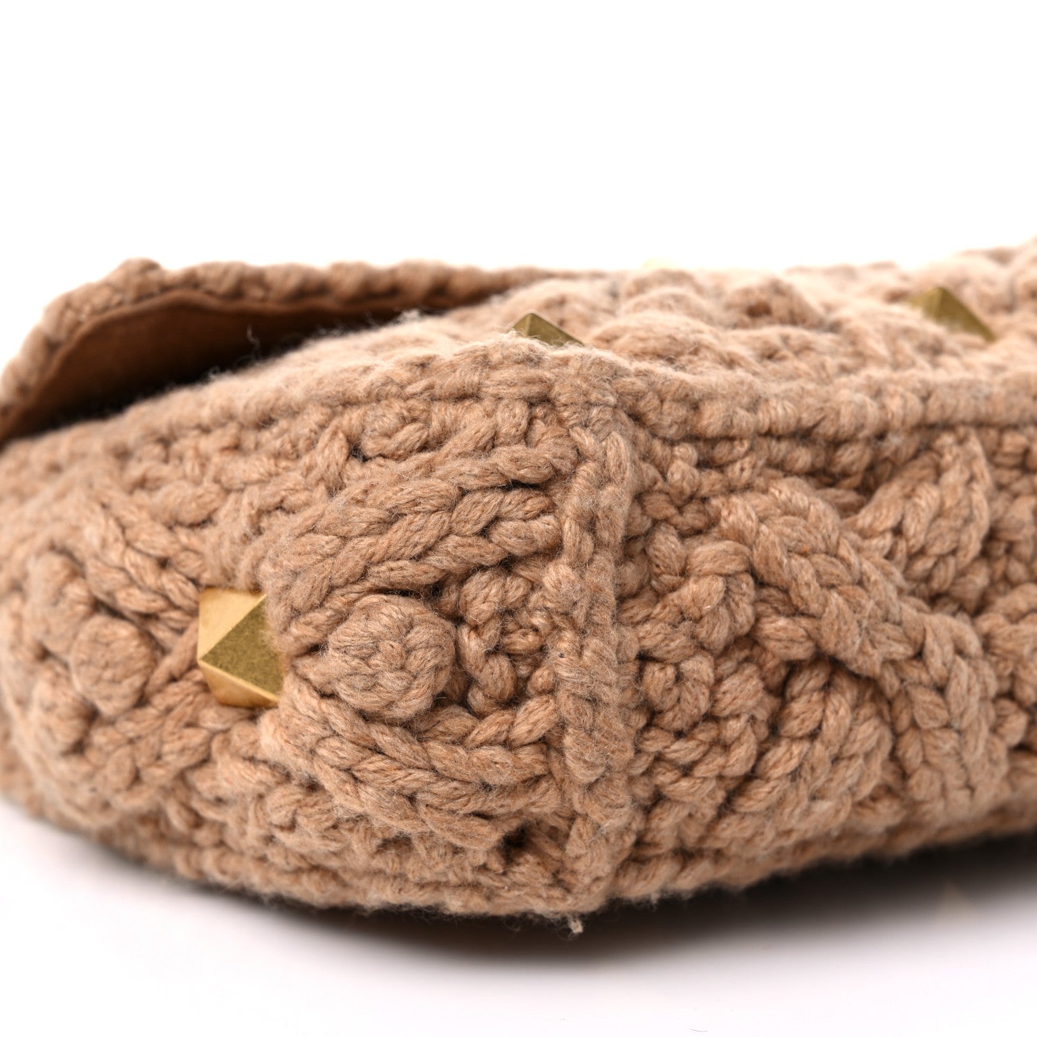 Valentino Garavani Cashmere Medium Roman Stud Shoulder Bag Brown 8 of 11