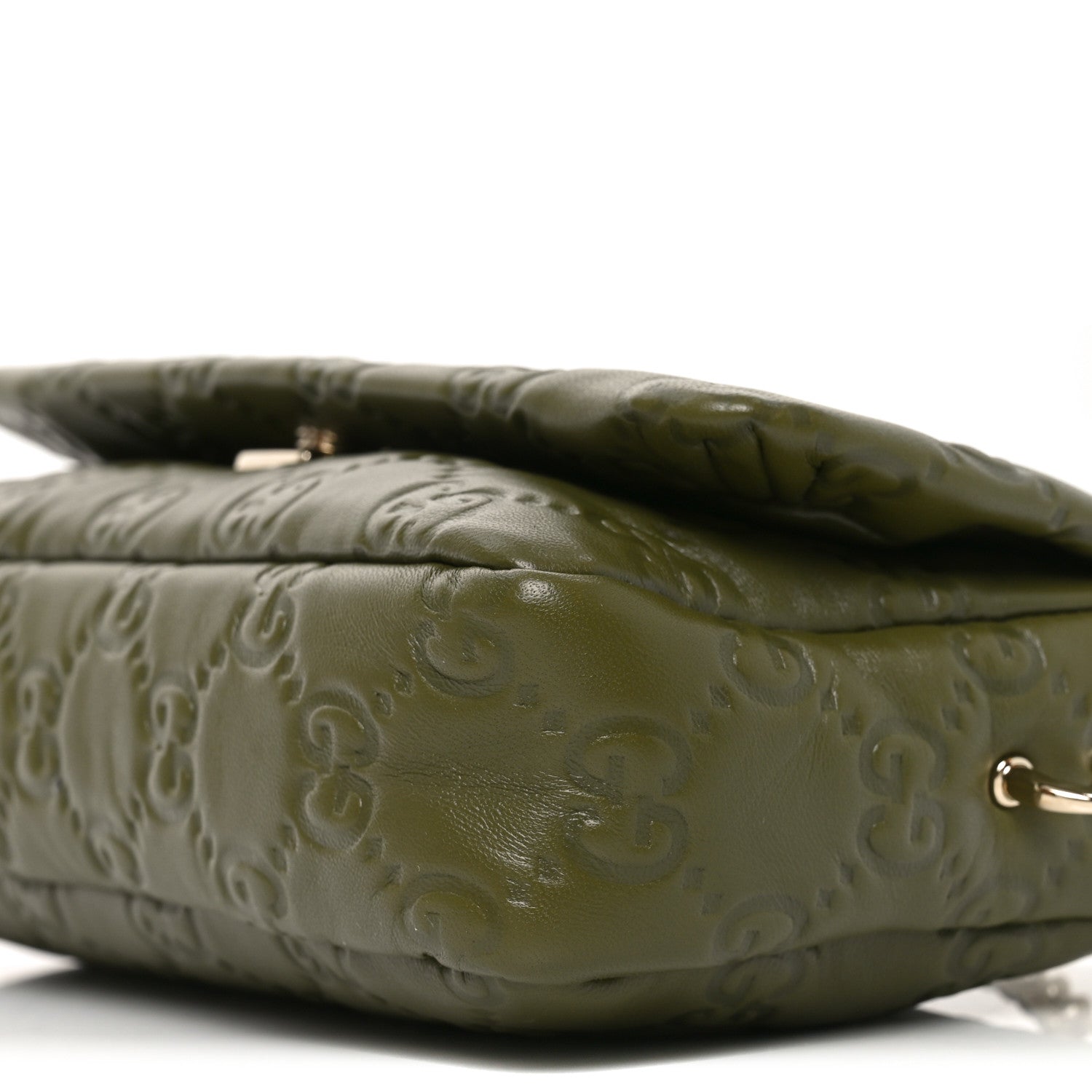 Gucci Lambskin Embossed Mini GG Milano Top Handle Shoulder Bag Green 10 of 10