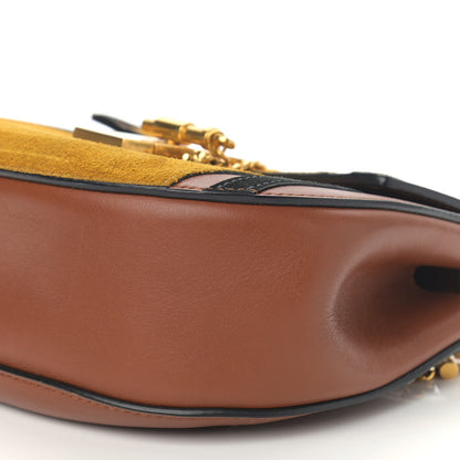 Chloe Suede Calfskin Patchwork Mini Drew Shoulder Bag Tobacco 9 of 10