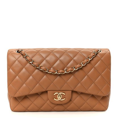 Chanel Lambskin Quilted Jumbo Double Flap Dark Beige 1 of 11