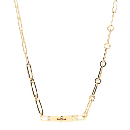 Hermes 18K Yellow Gold Diamond PM Kelly Chaine Double Tour Necklace 1 of 6