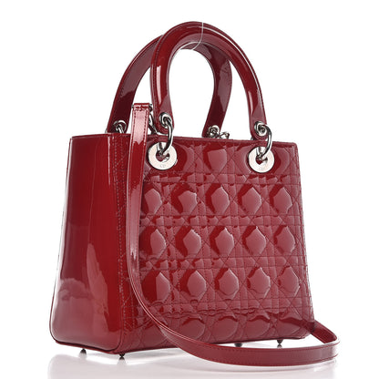 Christian Dior Patent Cannage Medium Lady Dior Red 3 of 9