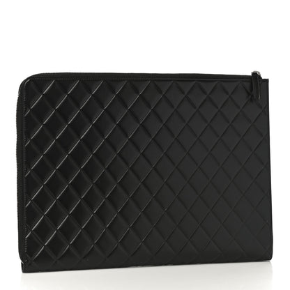 Chanel Calfskin Quilted Diamond Document Portfolio Holder Black 3 of 11