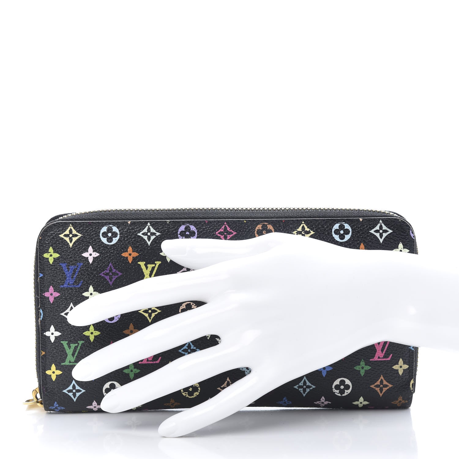Louis Vuitton Monogram Multicolor Zippy Wallet Black Violet 2 of 9
