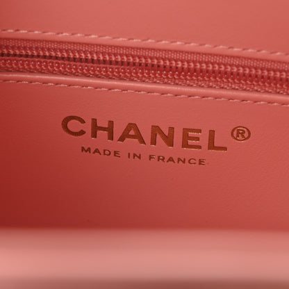 Chanel Shiny Aged Calfskin Quilted Nano Kelly Shopper Coral Pink 6 of 11