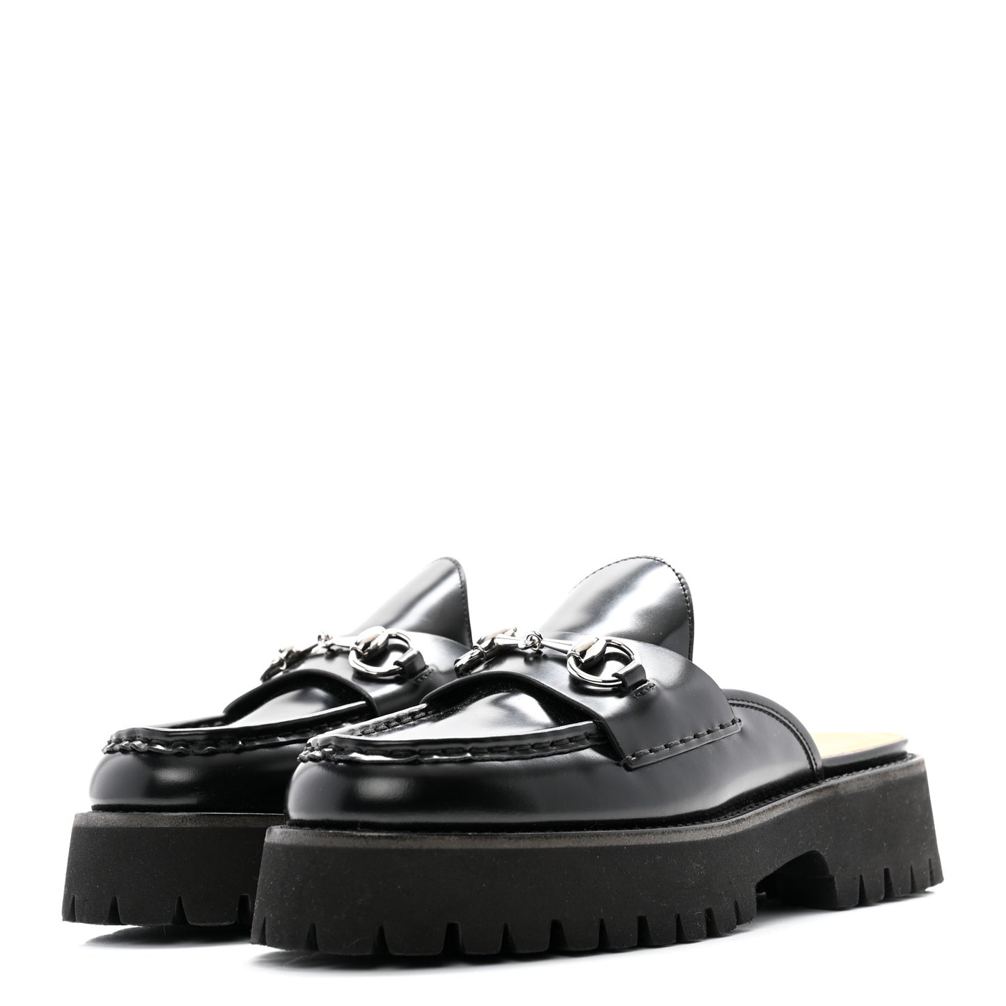 Magnum Calfskin Womens Horsebit Platform Mules 38.5 Black