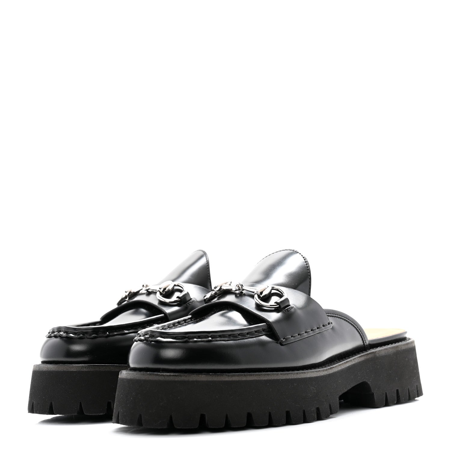 Gucci Magnum Calfskin Womens Horsebit Platform Mules 38.5 Black 3 of 11