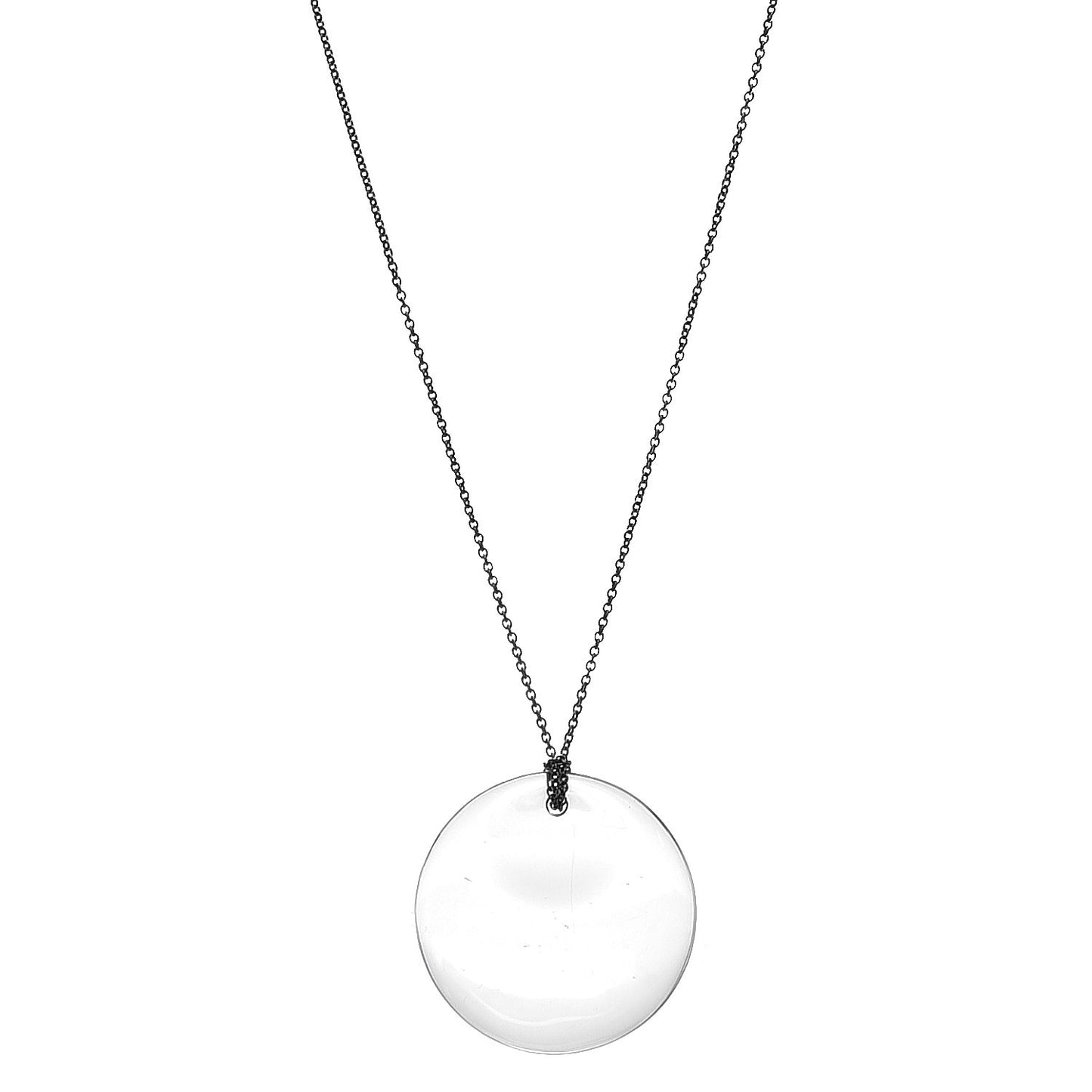 Platinum Rock Crystal Elsa Peretti Disc Pendant Necklace
