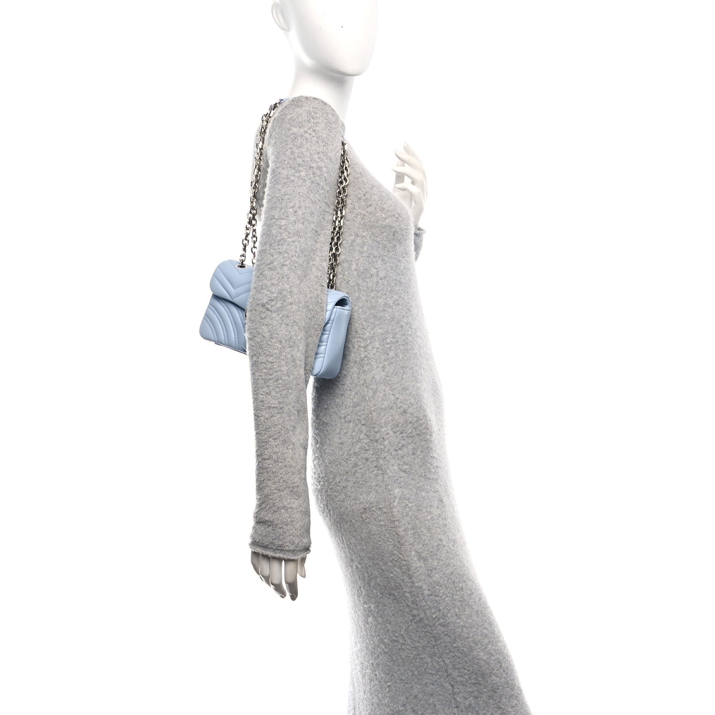 Lambskin Matelasse Small GG Marmont Shoulder Bag Porcelain Light Blue