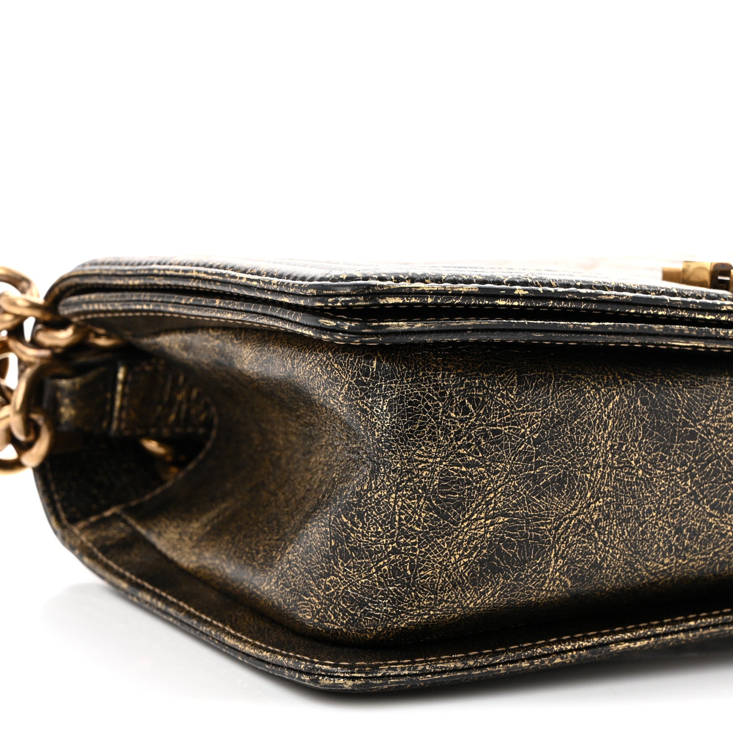 Chanel Cracked Metallic Calfskin Quilted Medium Boy Flap Gold 9 of 10