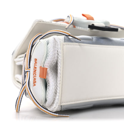 Balenciaga Faux Calfskin Fabric Glow In The Dark Small Sneakerhead Top Handle Bag White Orange 8 of 9