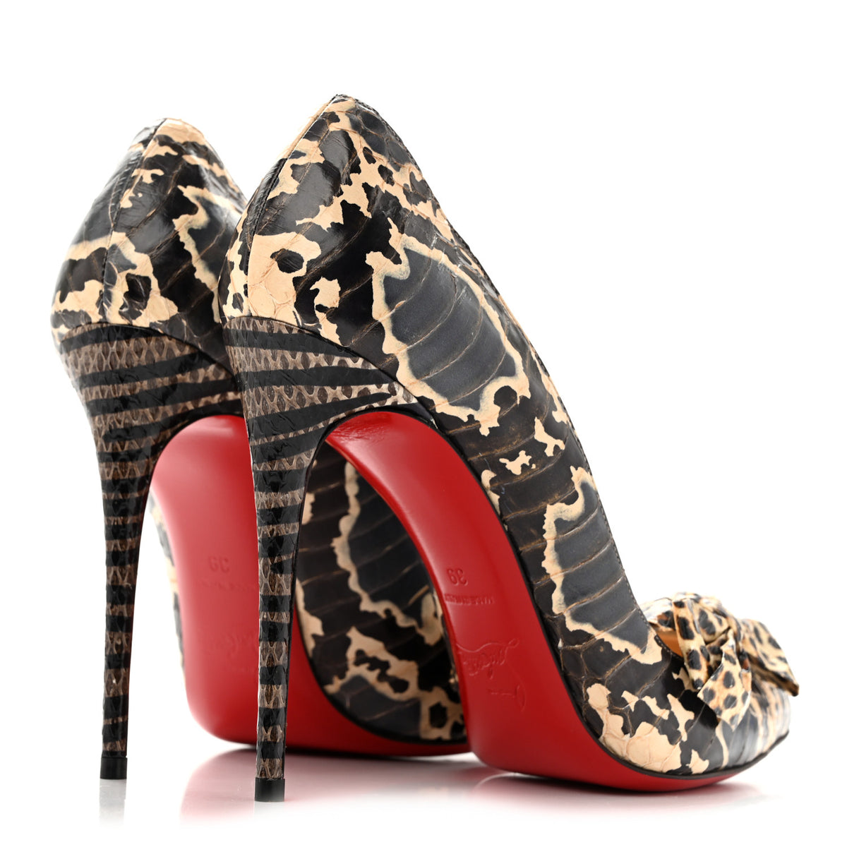 Christian Louboutin Ayers Watersnake Madame Menodo 100 Pumps 39 Black Gold 5 of 13