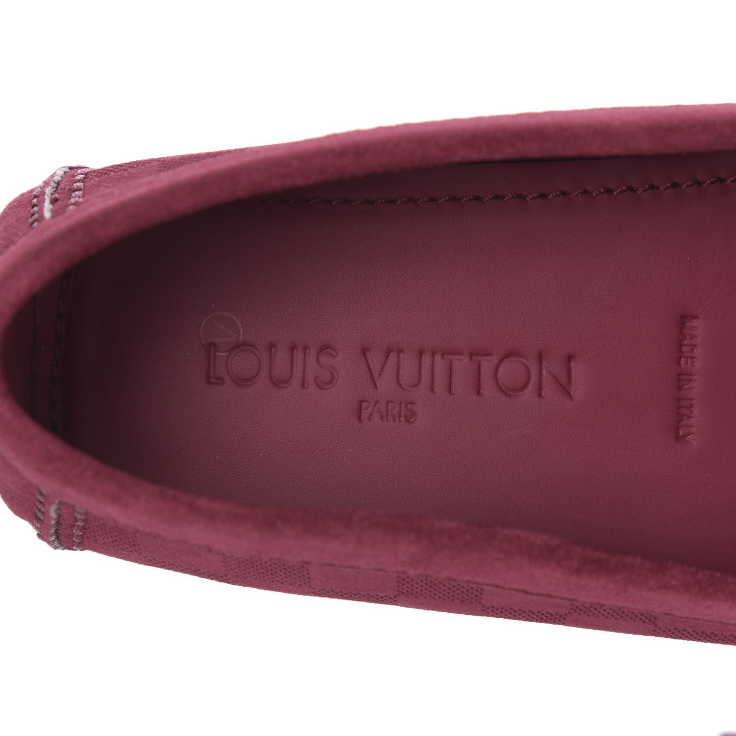 Suede Damier Shade Moccasin Loafers 9.5 Framboise