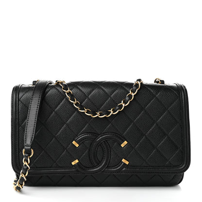 Chanel Caviar Quilted Medium CC Filigree Flap Black 1 of 10