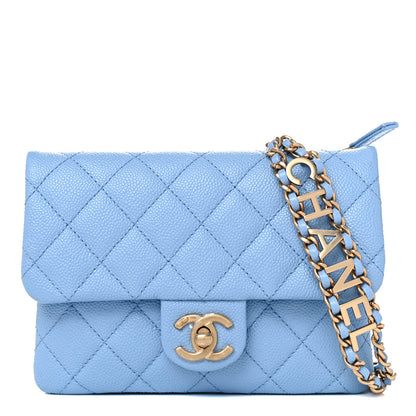 Chanel Shiny Caviar Pick Me Up Flap Belt Bag Light Blue 1 of 10
