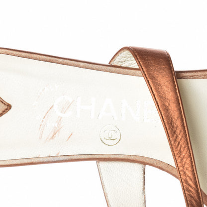 Chanel Metallic Calfskin CC Toe Ring Sandals 38 Bronze 11 of 19