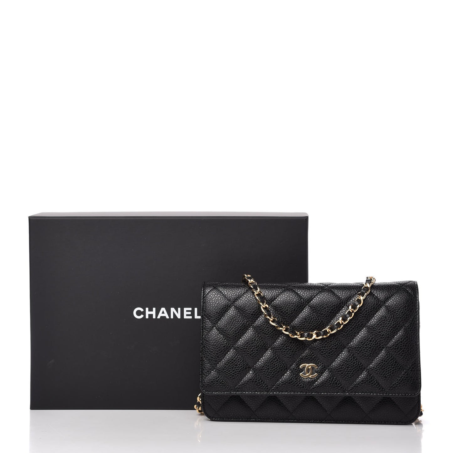 Caviar Quilted Wallet On Chain WOC Black