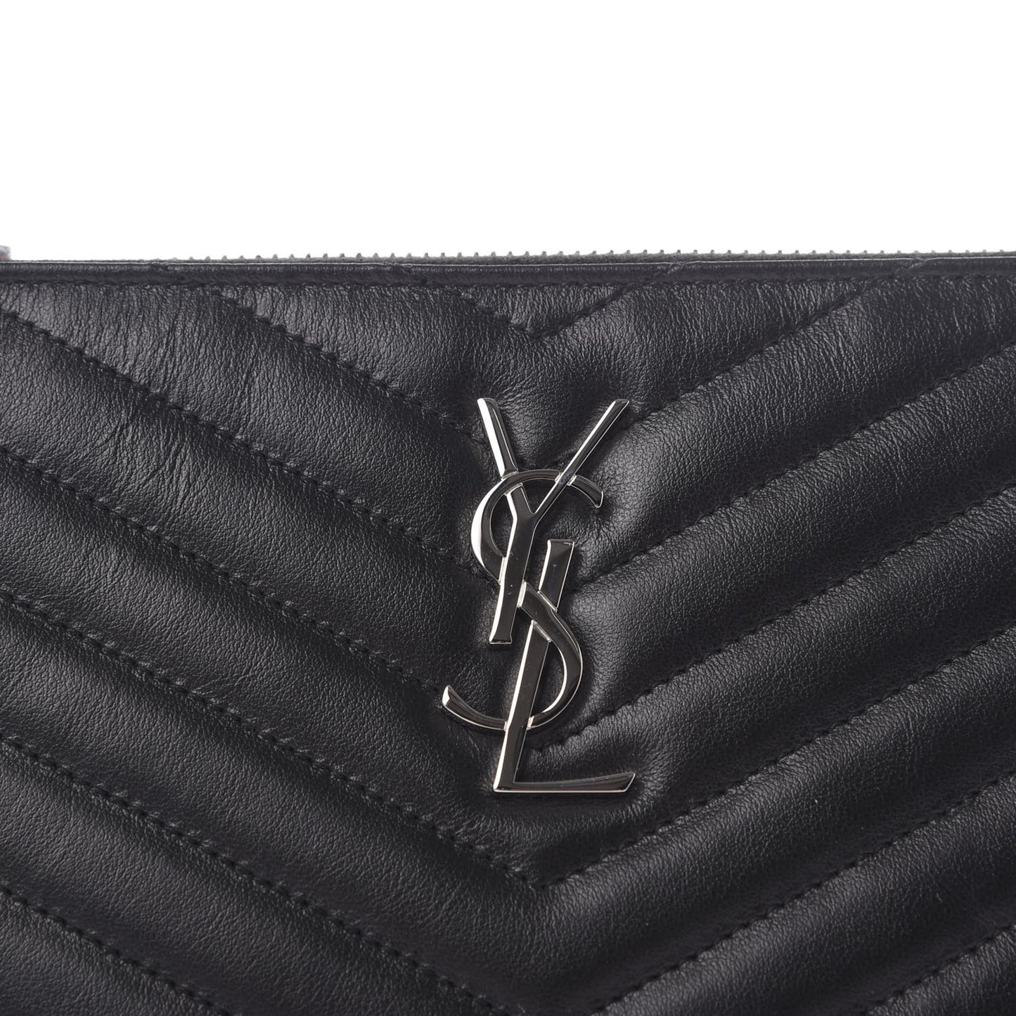 Calfskin Matelasse Chevron Monogram A5 Wristlet Black