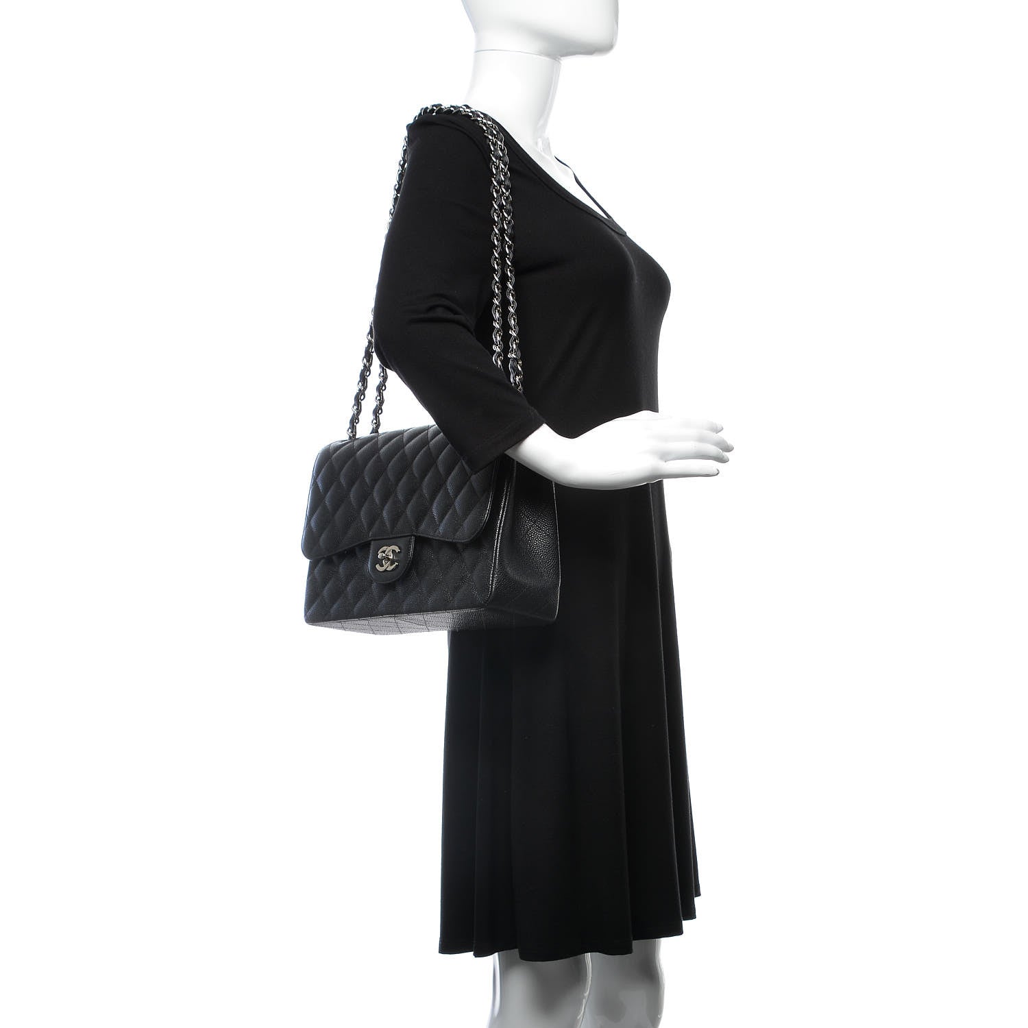 Chanel Caviar Quilted Jumbo Double Flap Black 3 of 12