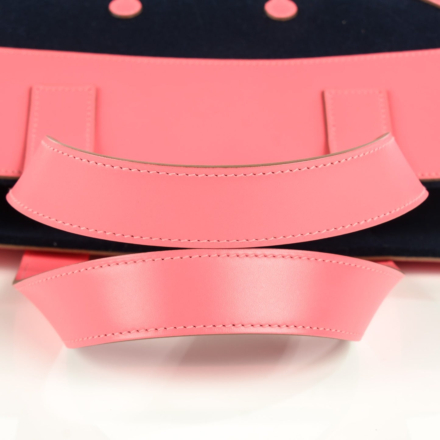 Tadelakt Fleece Petit H Decoupe Skeleton Tote PM Rose Shocking Navy