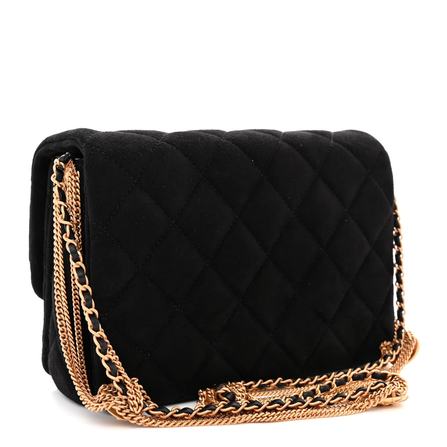 Chanel Suede Quilted Mini Medallion Multi Chain Flap Black 4 of 12