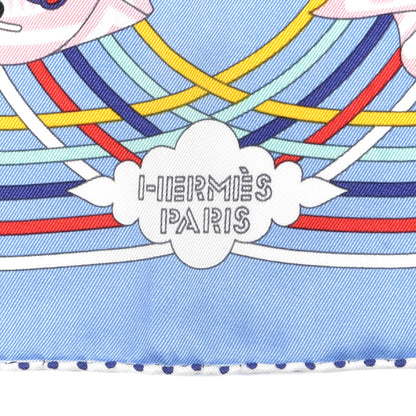 Hermes Silk Carres Volants Scarf 70 Bleu Myosotis White 2 of 5