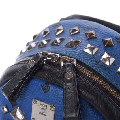 MCM Visetos Studded Colorblock Mini Stark Brock Backpack Blue 8 of 14