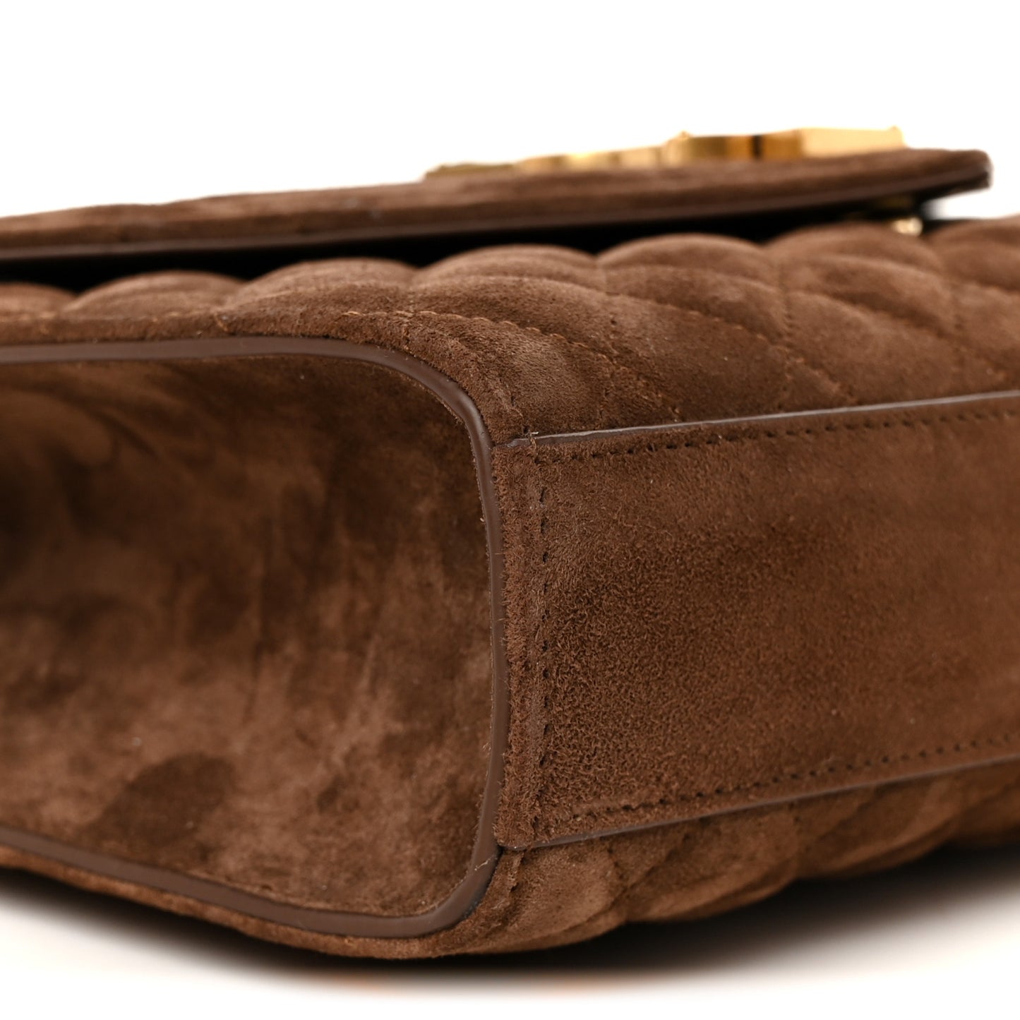 Suede Mixed Matelasse Triquilt Medium Monogram Envelope Satchel Bark Brown