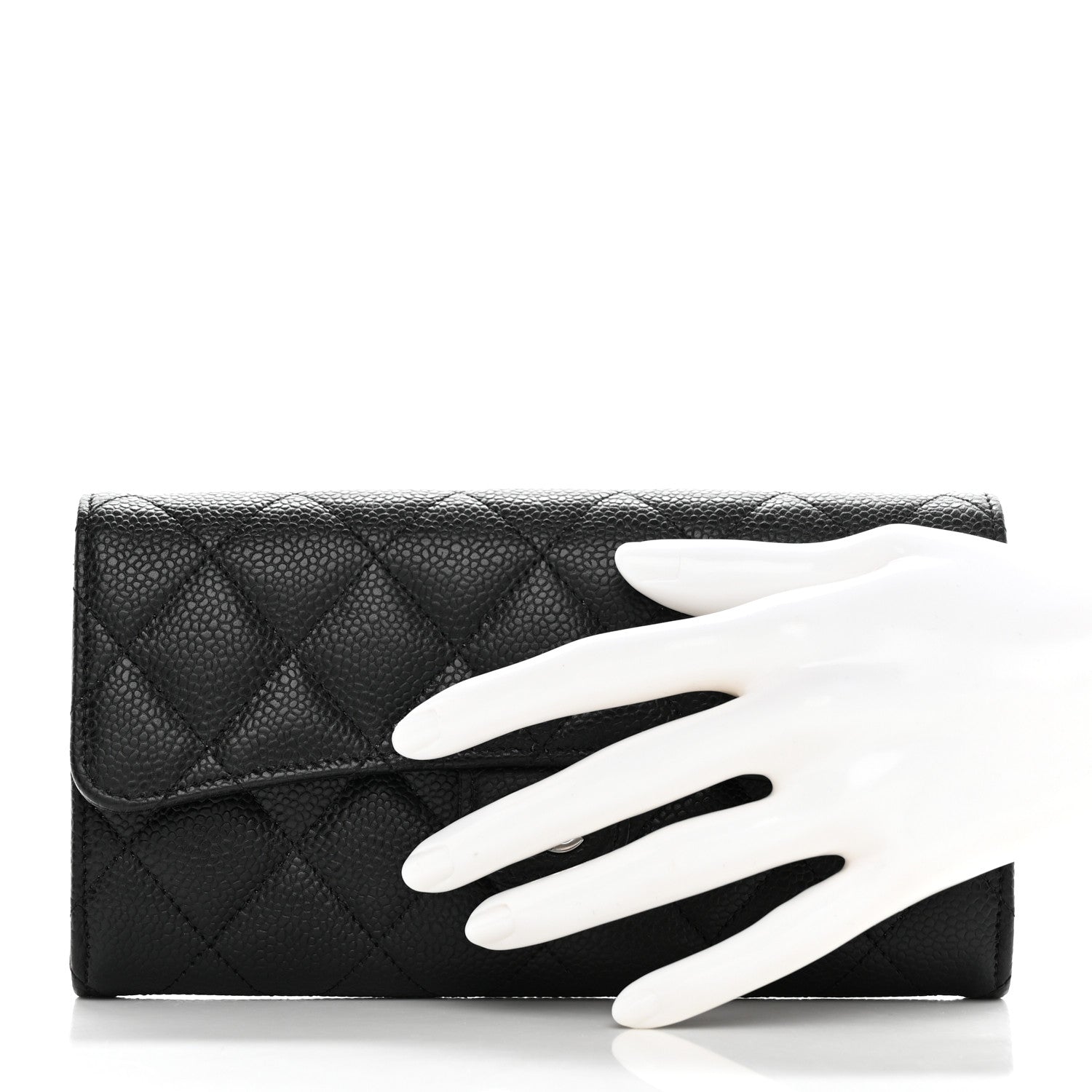 Chanel Caviar Quilted Large Gusset Flap Wallet Black 2 of 9