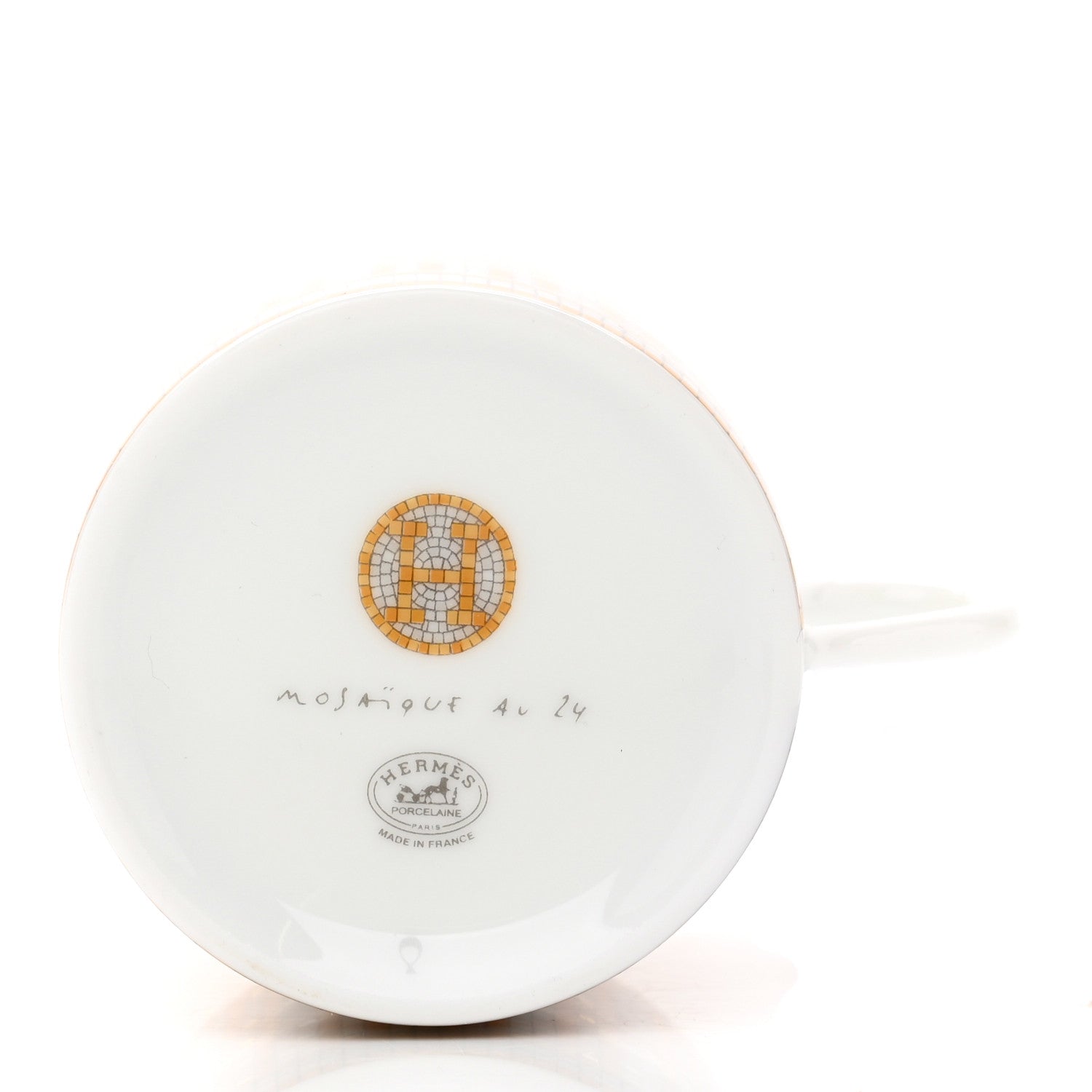 Hermes Porcelain Mosaique Au 24 Gold Coffee Cup and Saucer Set of 2 4 of 10