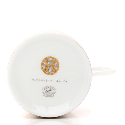 Hermes Porcelain Mosaique Au 24 Gold Coffee Cup and Saucer Set of 2 4 of 10