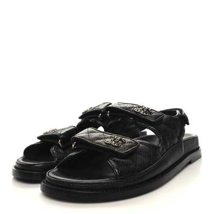 Chanel Grained Calfskin Velcro Dad Sandals 40 Black 3 of 9