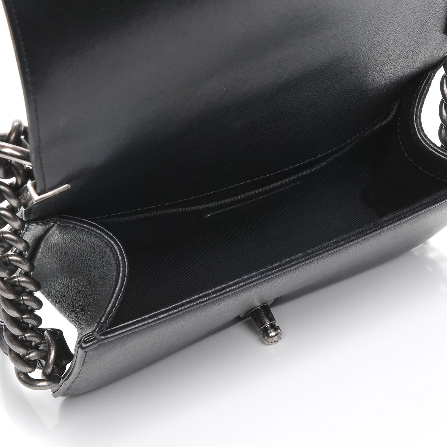Lambskin Quilted Small Boy Flap Black