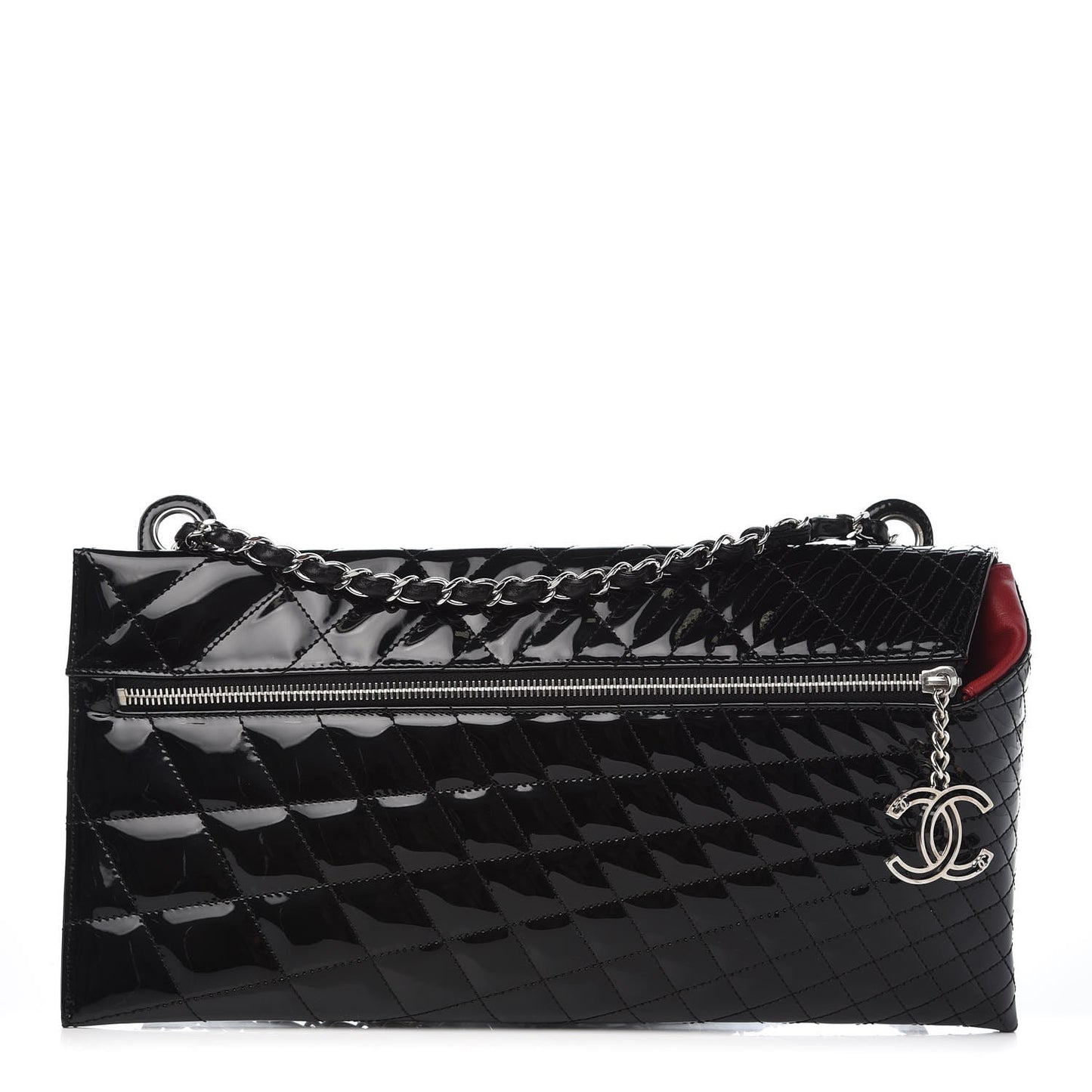 Patent Geometric Quilted Kaleidoscope Clutch Black