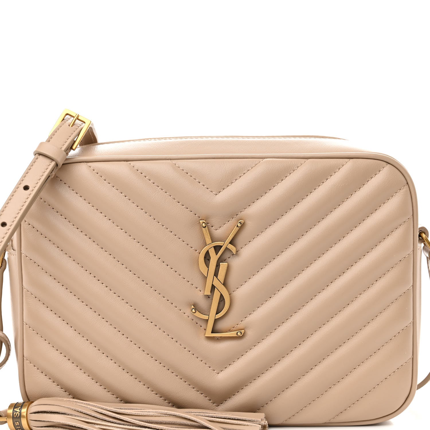 Saint Laurent Calfskin Matelasse Monogram Lou Camera Bag Dark Beige 8 of 10