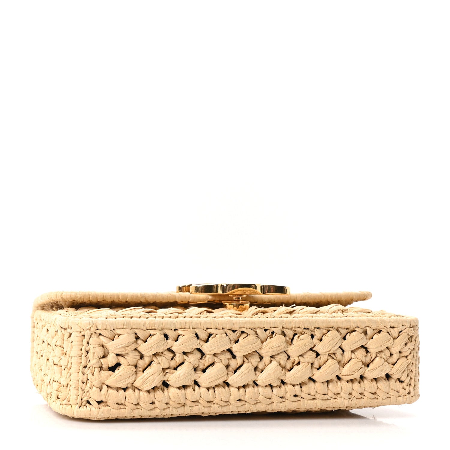 Celine Raffia Effect Claude Chain Shoulder Bag Natural 1886227