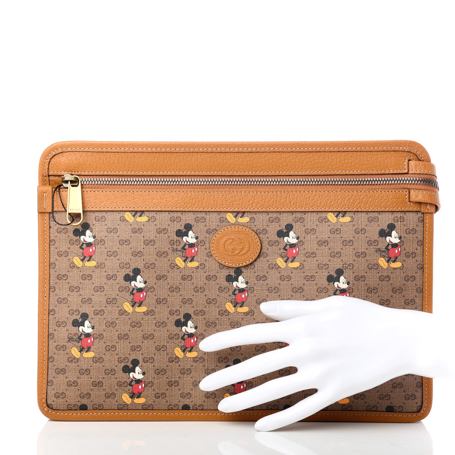 Gucci X DISNEY Mini Vintage GG Supreme Monogram Mickey Mouse Documents Holder Beige Vintage Sun Oil 2 of 7