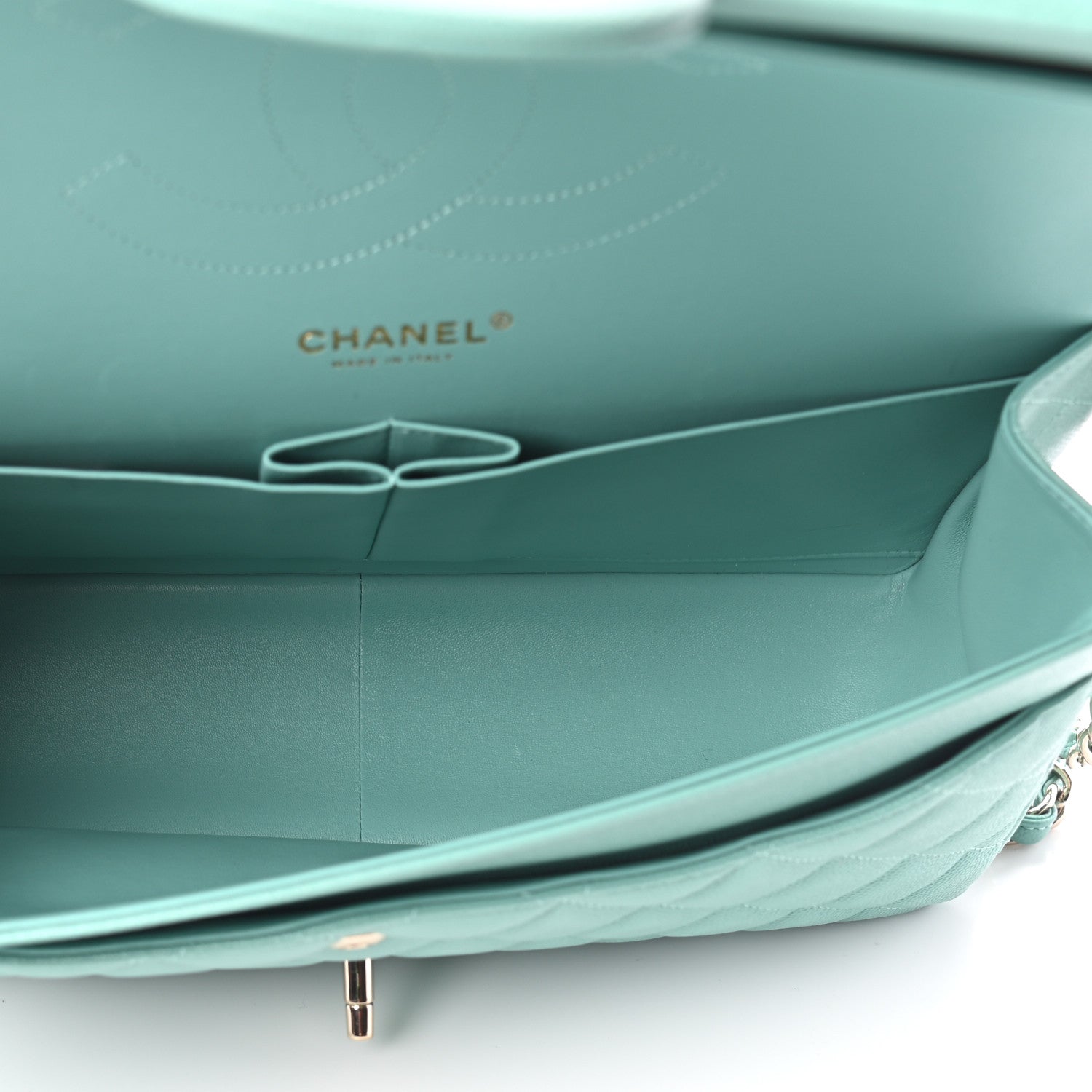 Chanel Caviar Quilted Jumbo Double Flap Light Green 5 of 9