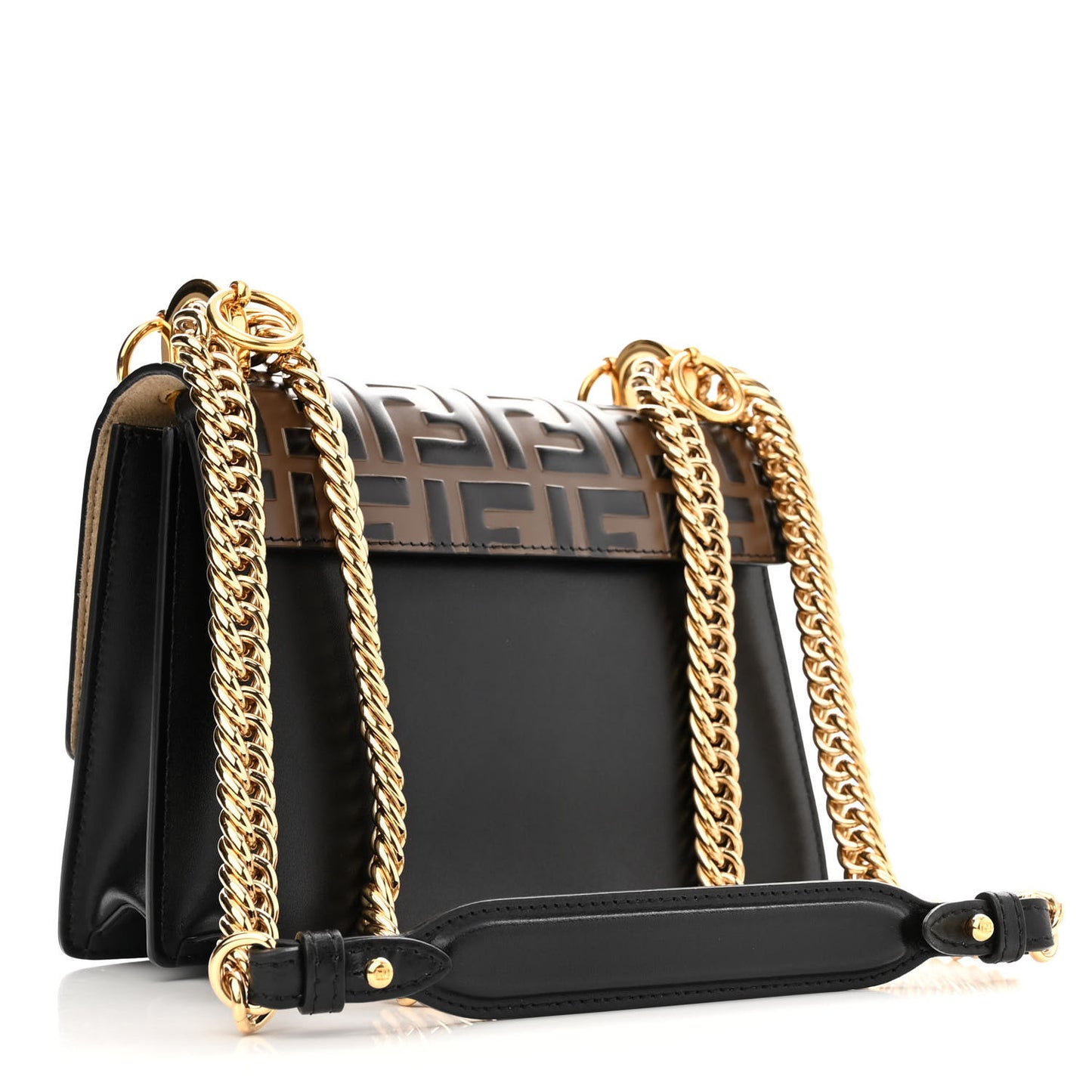 Vitello Liberty Bi-Color FF 1974 Embossed Small Kan I Shoulder Bag Black Maya