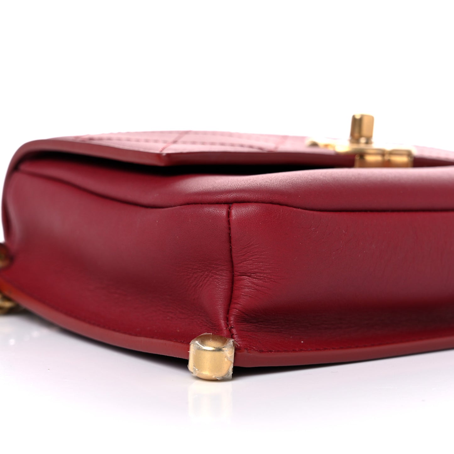 Calfskin Stitched Flap Red