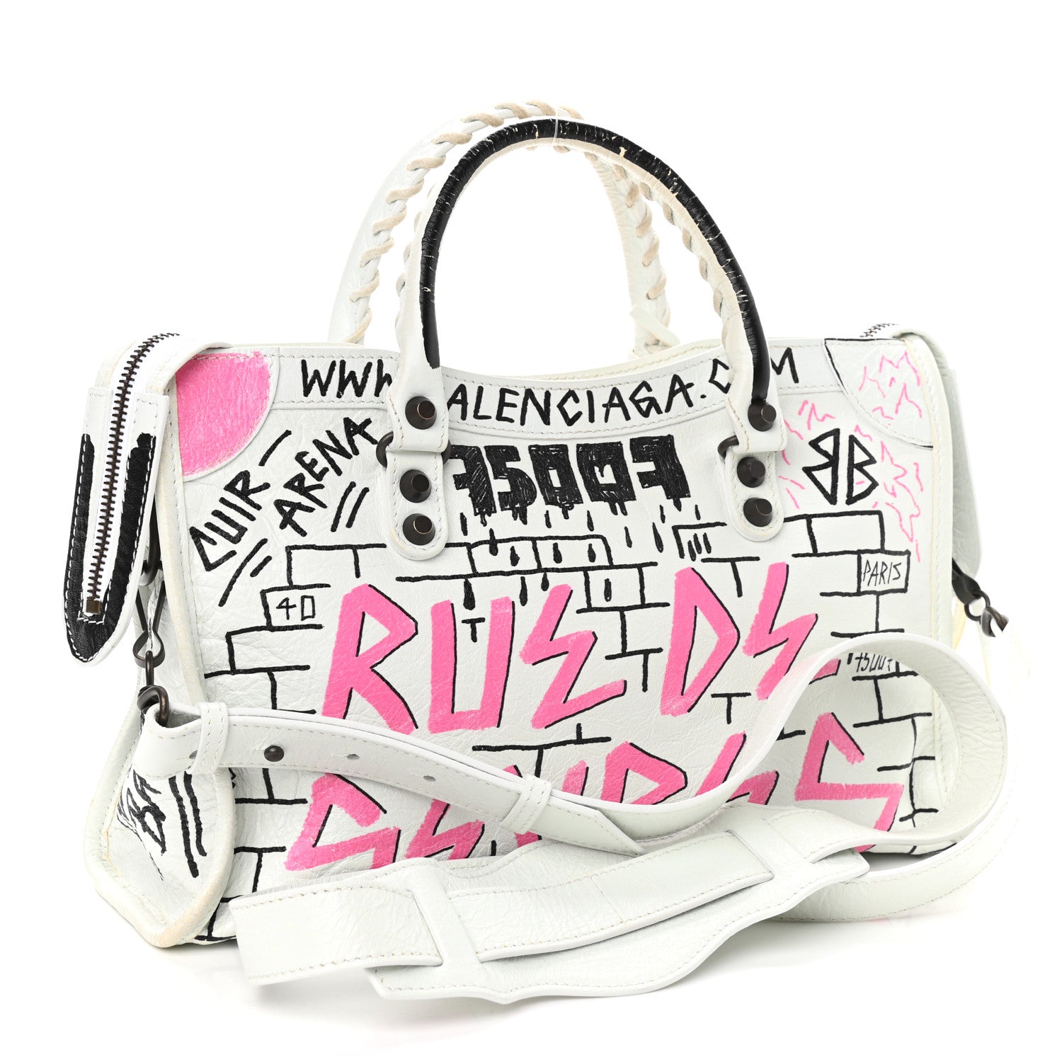 Balenciaga Agneau Graffiti All Over Classic Hardware S City White Multicolor 3 of 9
