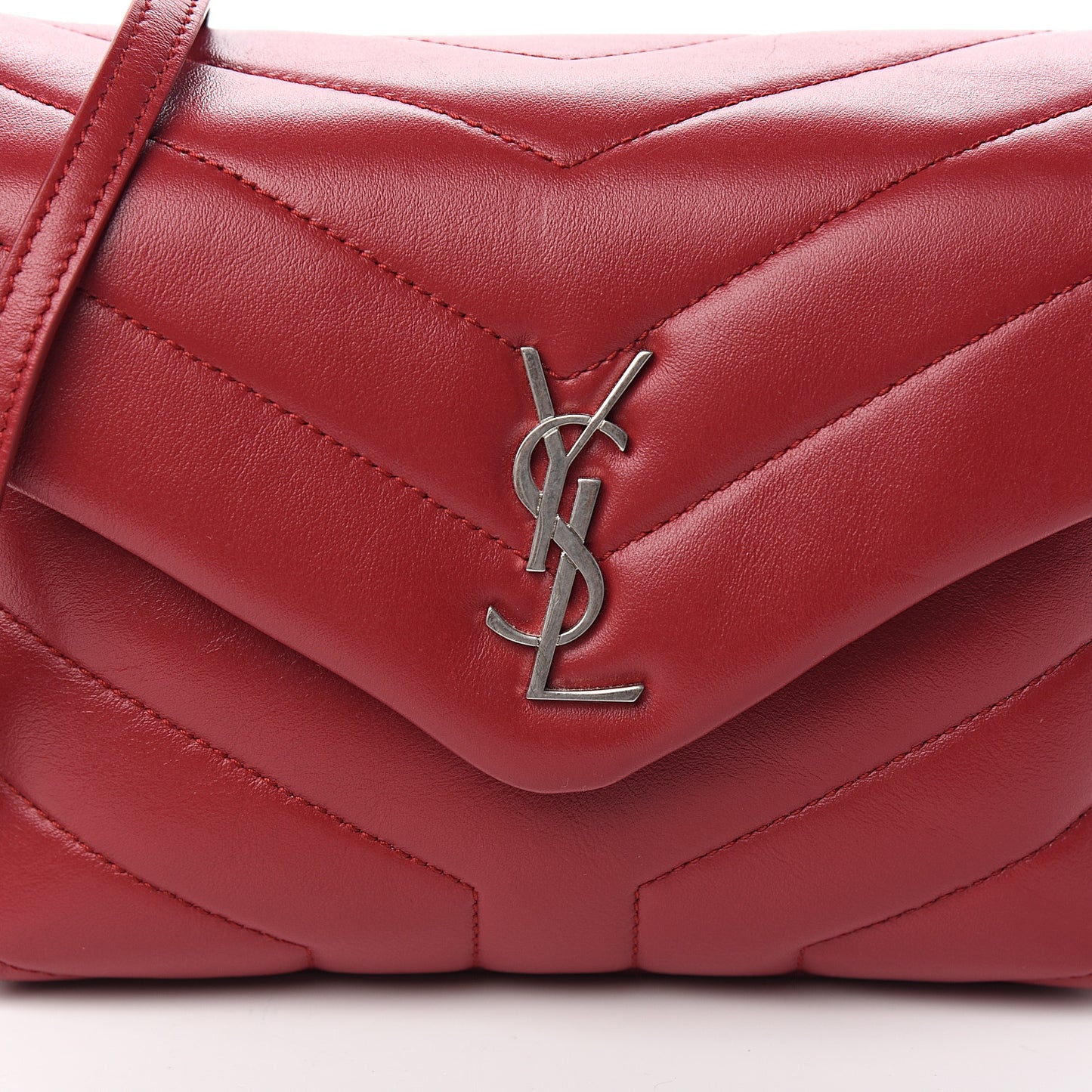 Calfskin Y Quilted Monogram Toy Loulou Crossbody Bag Red