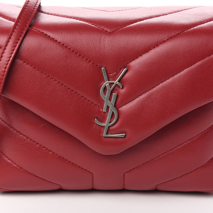 Saint Laurent Calfskin Y Quilted Monogram Toy Loulou Crossbody Bag Red 9 of 10