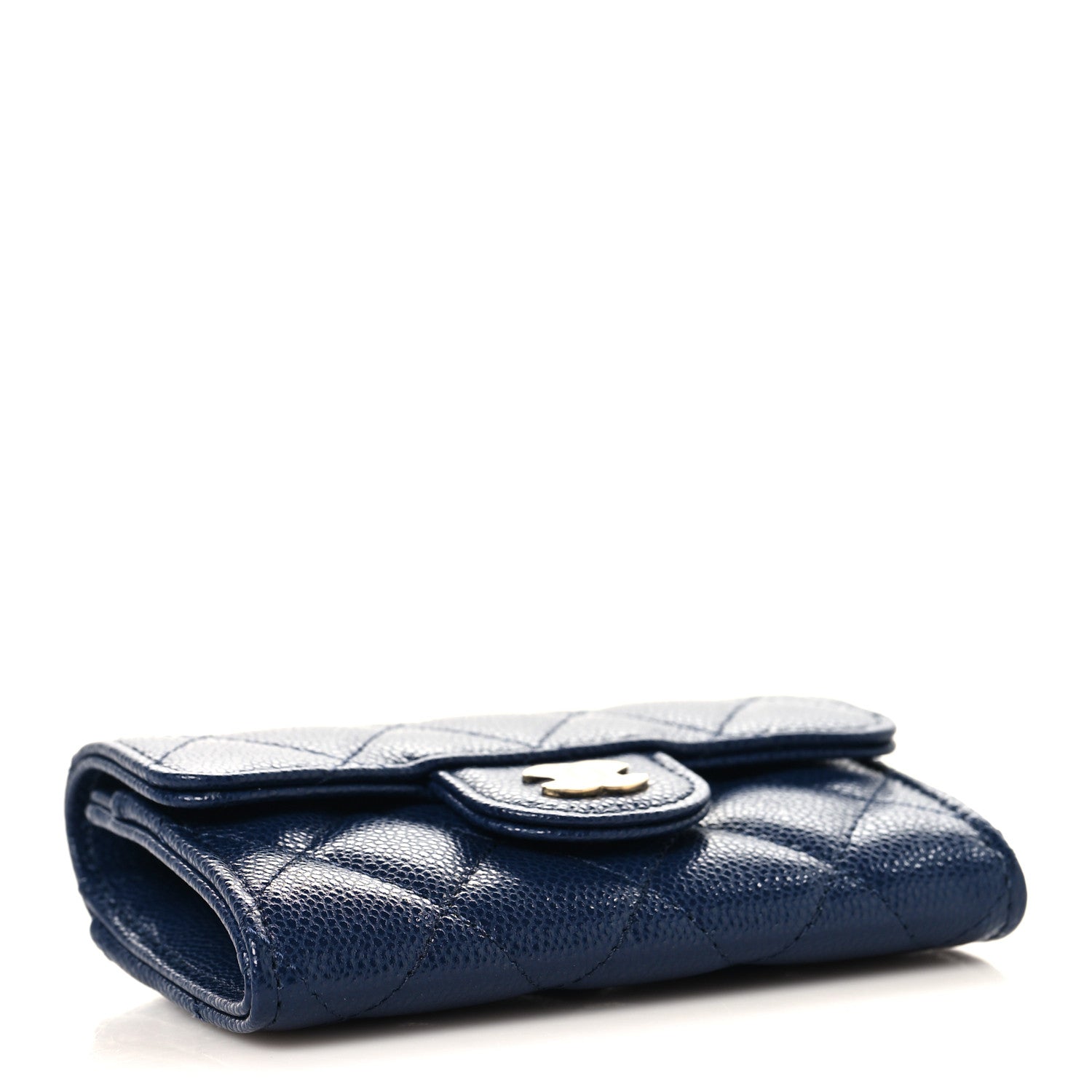 Chanel Caviar Quilted Flap Card Holder Wallet Navy Blue 4 of 9