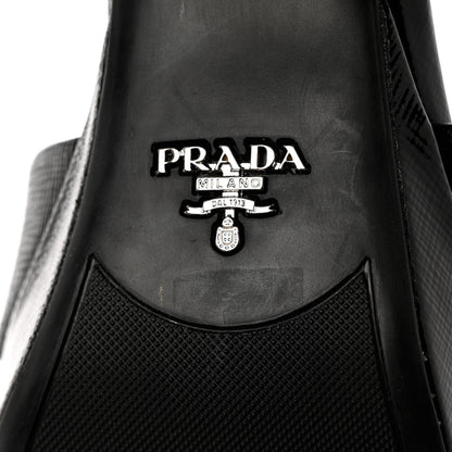 Prada Vernice Saffiano Embossed Crisscross Platform 20/65mm Sandals 37.5 Black 8 of 10